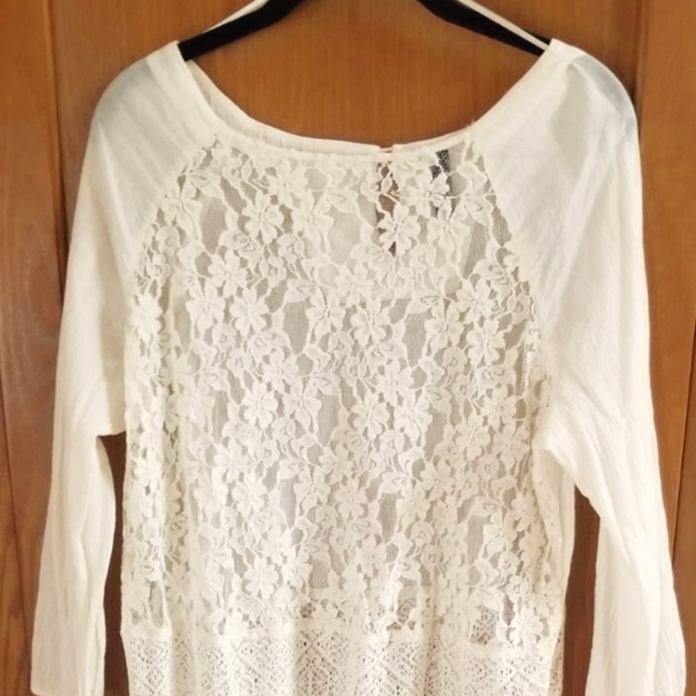 Free People Vintage Boho Lace Fringe Top